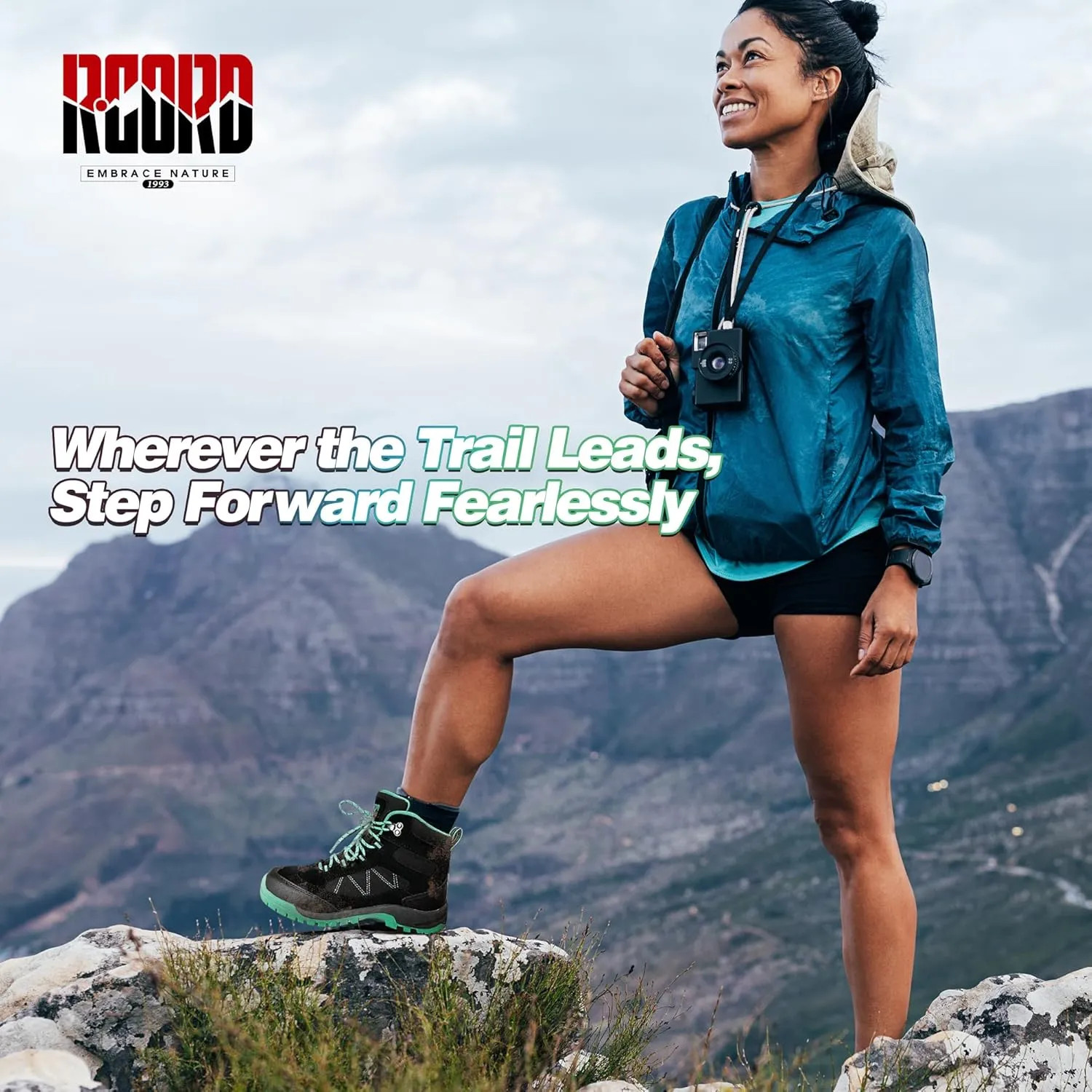 RCORD Women's Comfortable Non-Slip Waterproof Hiking Boots for All-Day Work, Backpacking, Walking & Outdoor Activities