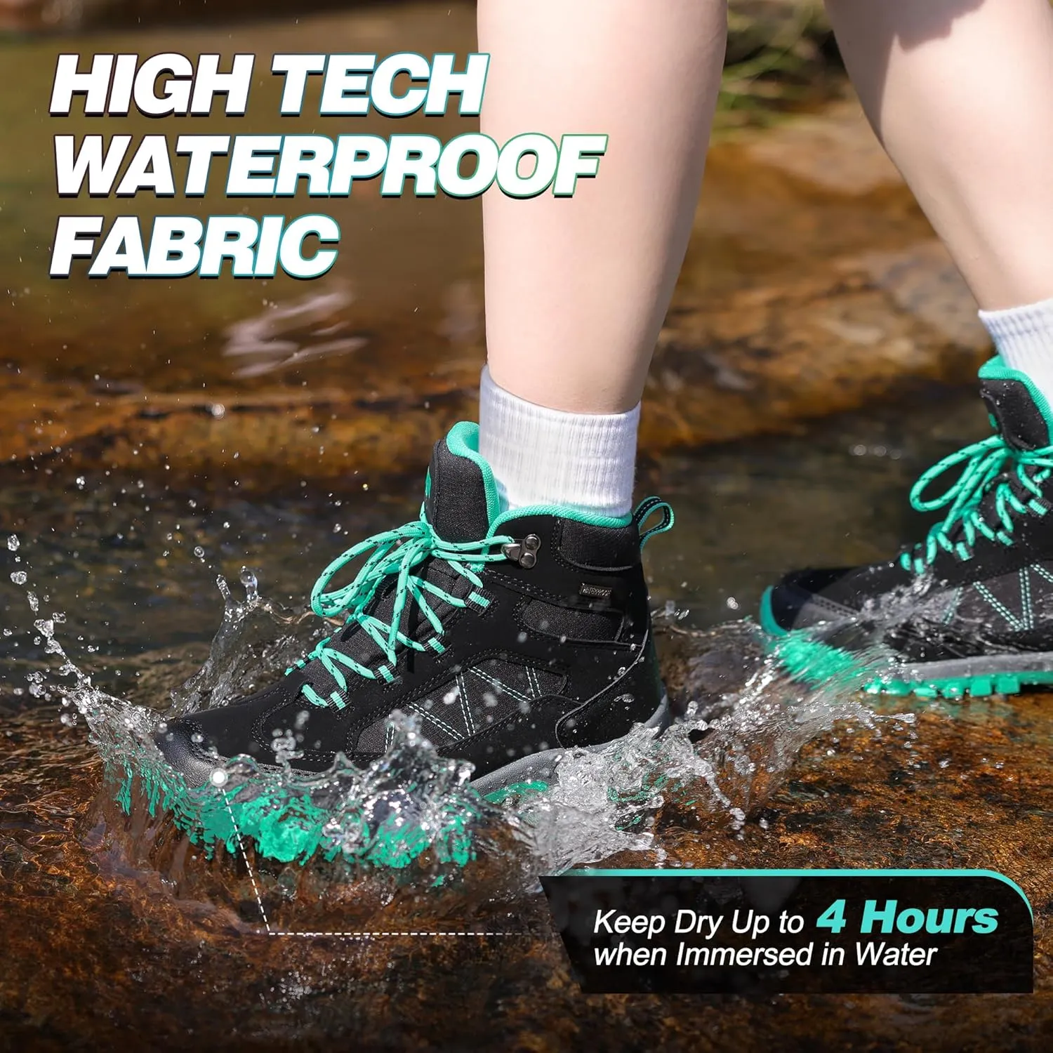 RCORD Women's Comfortable Non-Slip Waterproof Hiking Boots for All-Day Work, Backpacking, Walking & Outdoor Activities