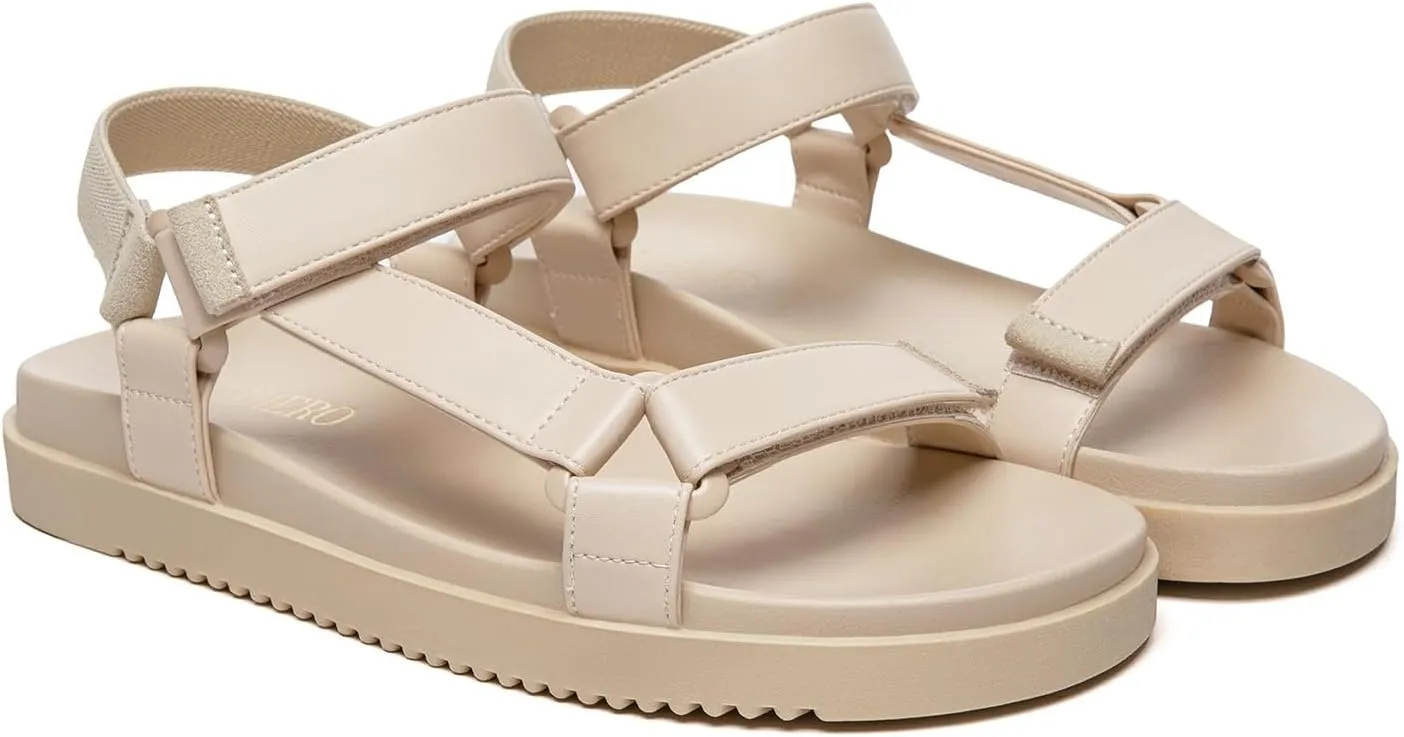 Rihero Women's Flat Sandals Comfortable Open Toe Adjustable Strap Walking Footbed Sandals