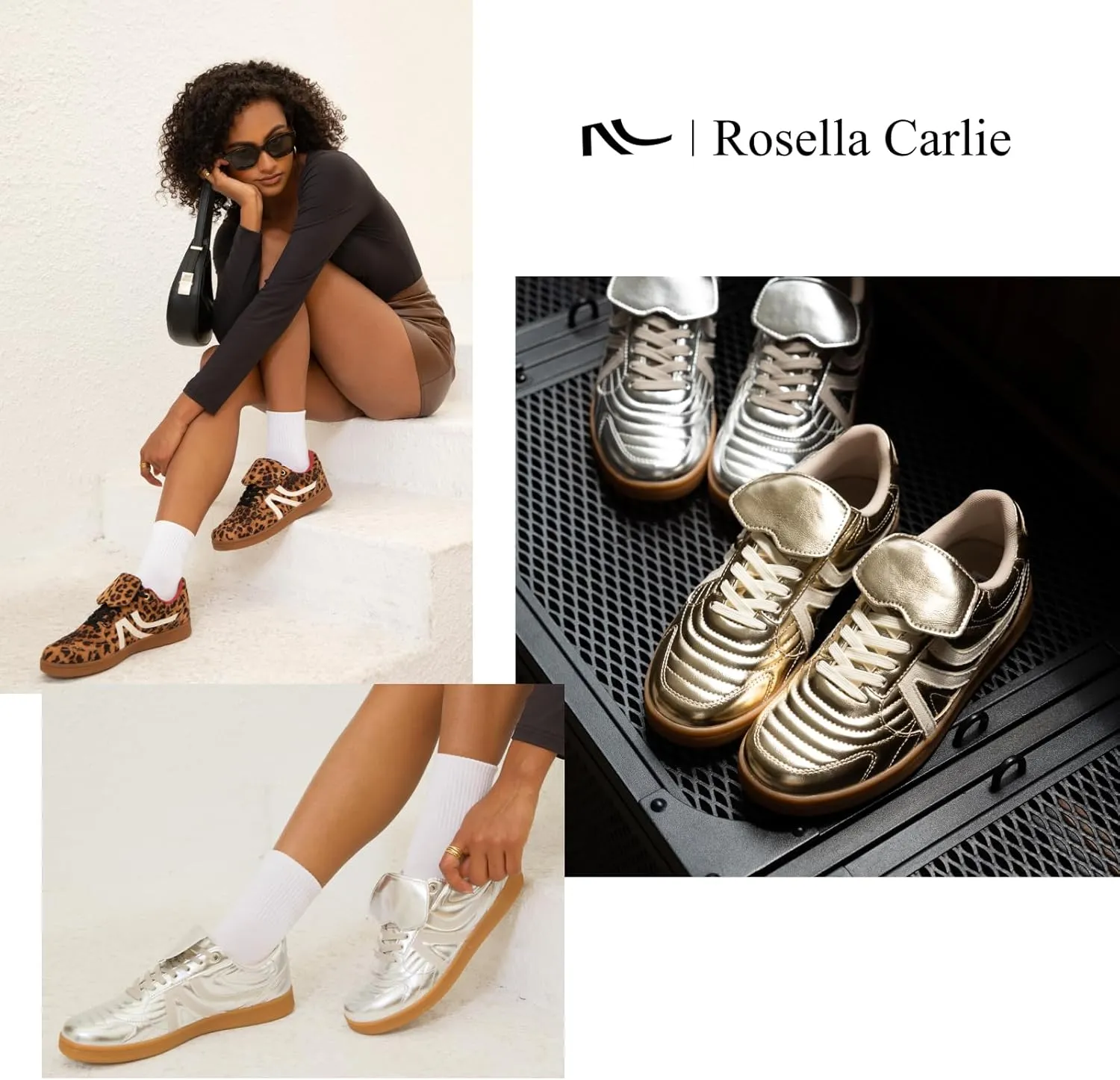 Rosella Carlie Sneakers for Women - Comfortable Casual Walking Tennis Shoes Non-Slip Shoes for Women - Lace-Up Fashion Sneakers Trendy Women's Footwear