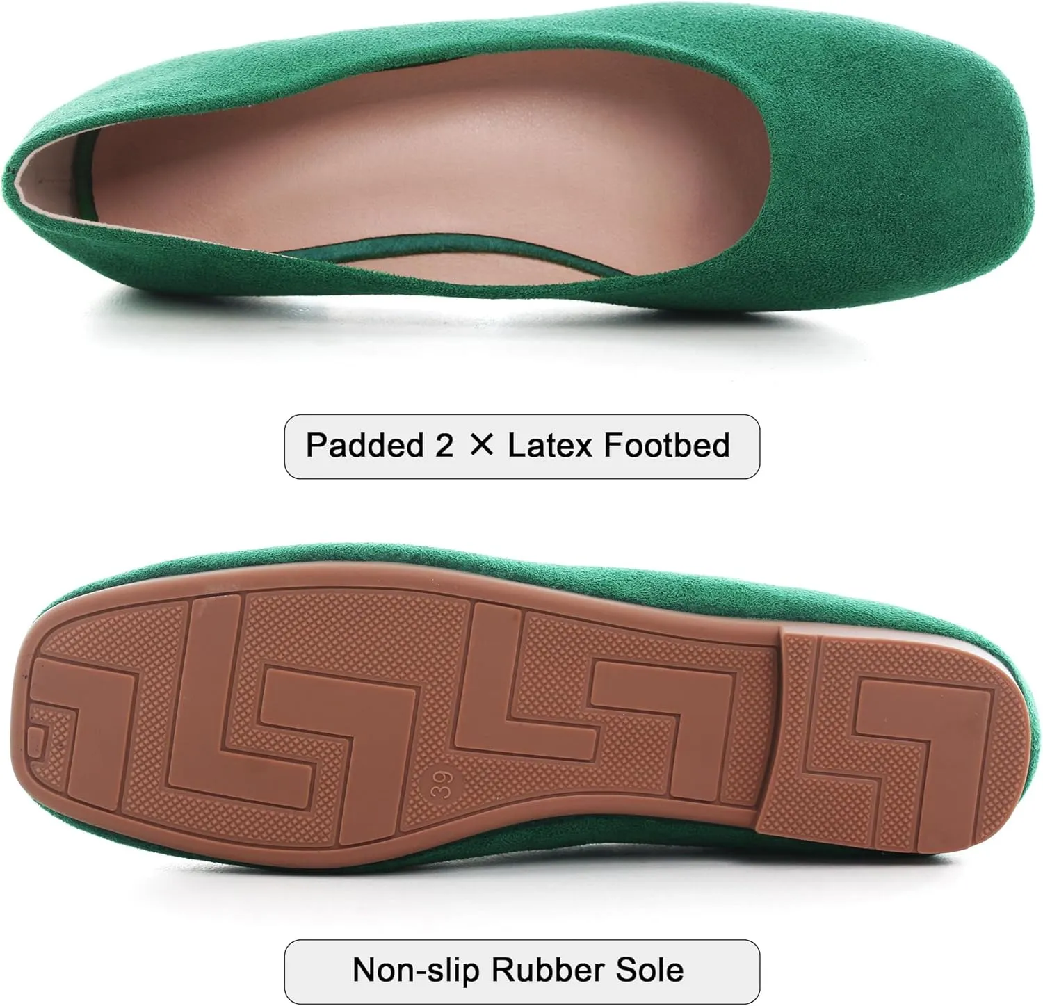SAILING LU Flats for Women Comfortable Solid Color Soft Flats Square Toe Ballet Casual Work Shoes Dressy Slip-ons Loafers