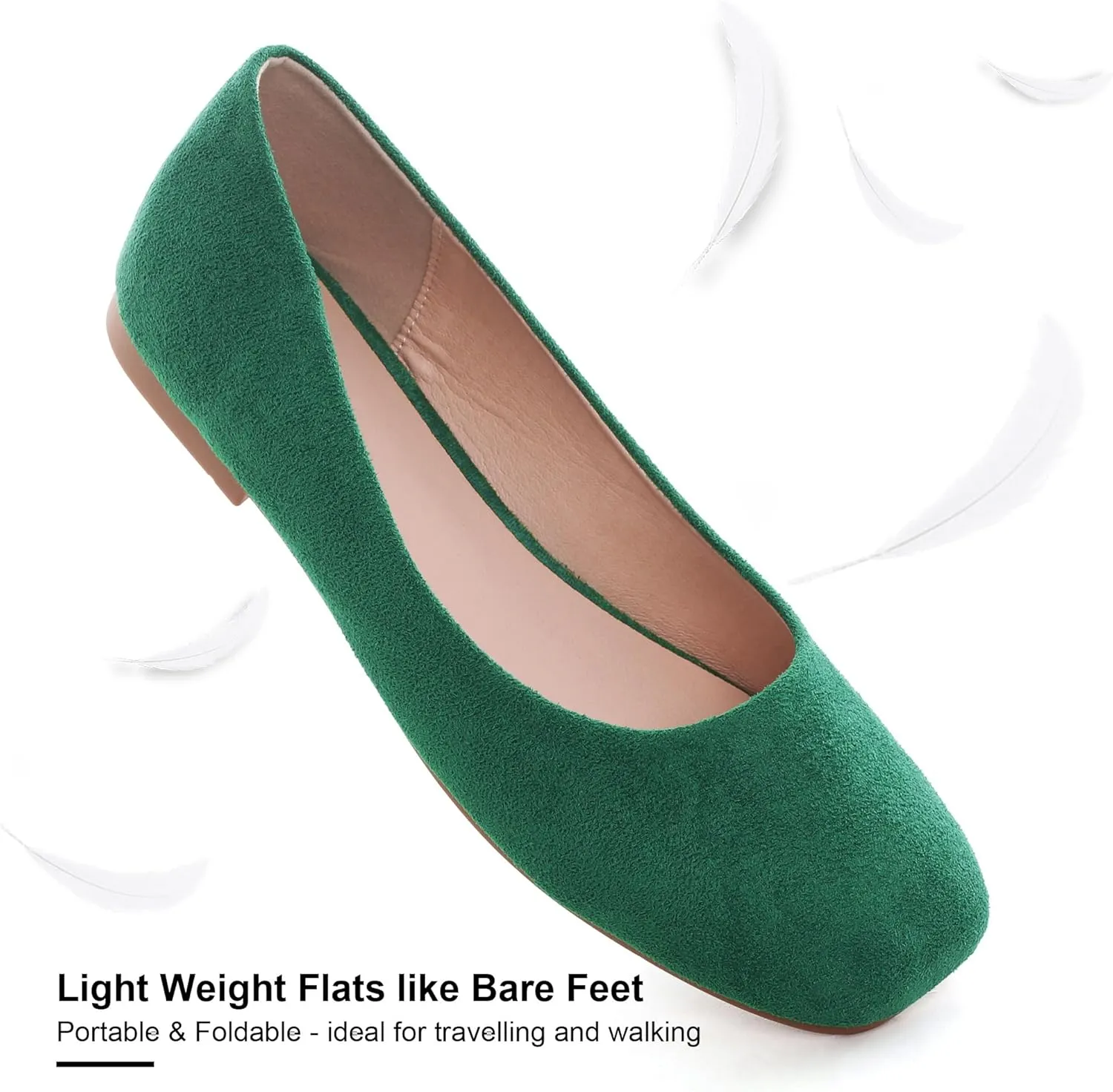 SAILING LU Flats for Women Comfortable Solid Color Soft Flats Square Toe Ballet Casual Work Shoes Dressy Slip-ons Loafers