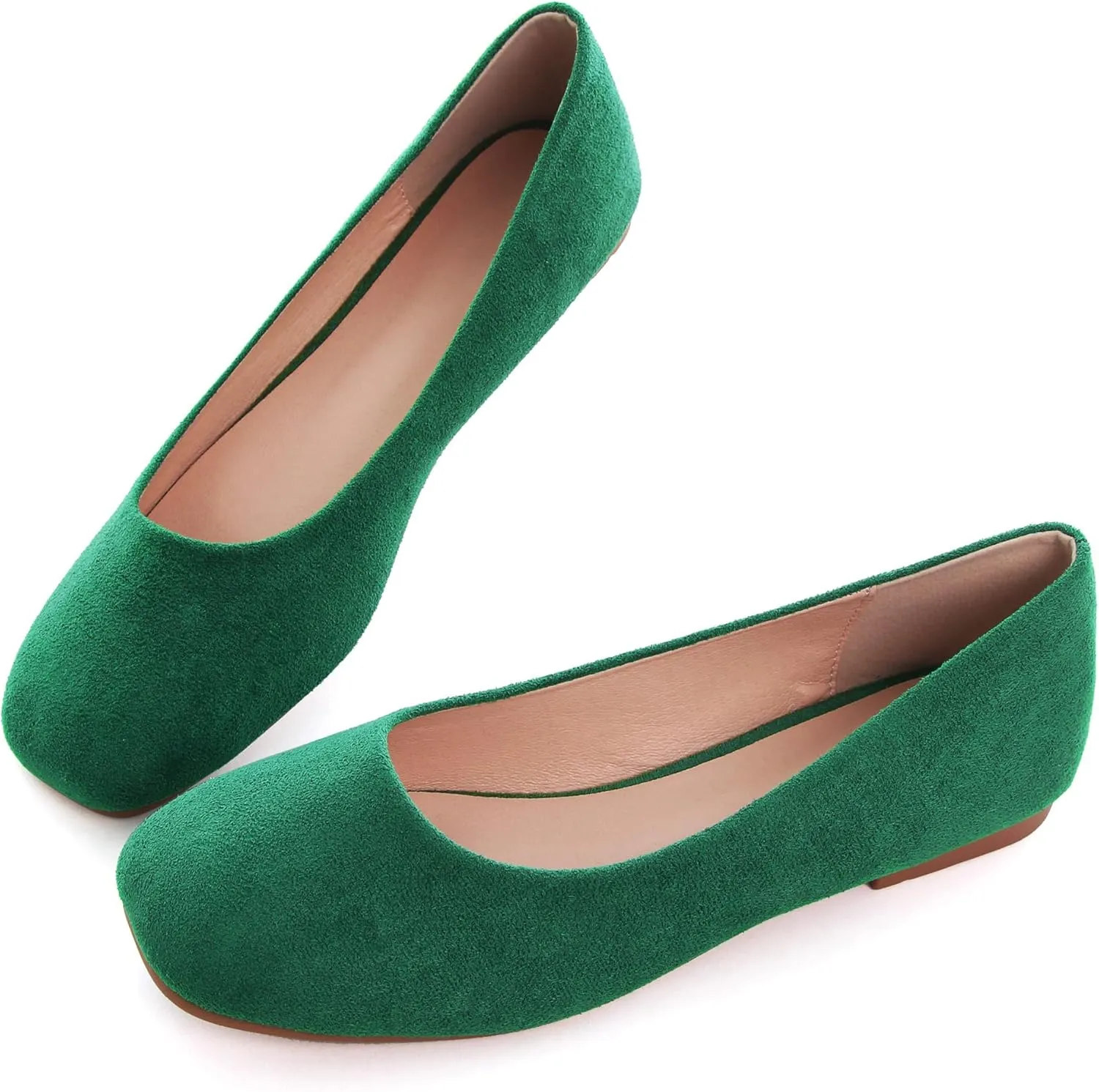 SAILING LU Flats for Women Comfortable Solid Color Soft Flats Square Toe Ballet Casual Work Shoes Dressy Slip-ons Loafers