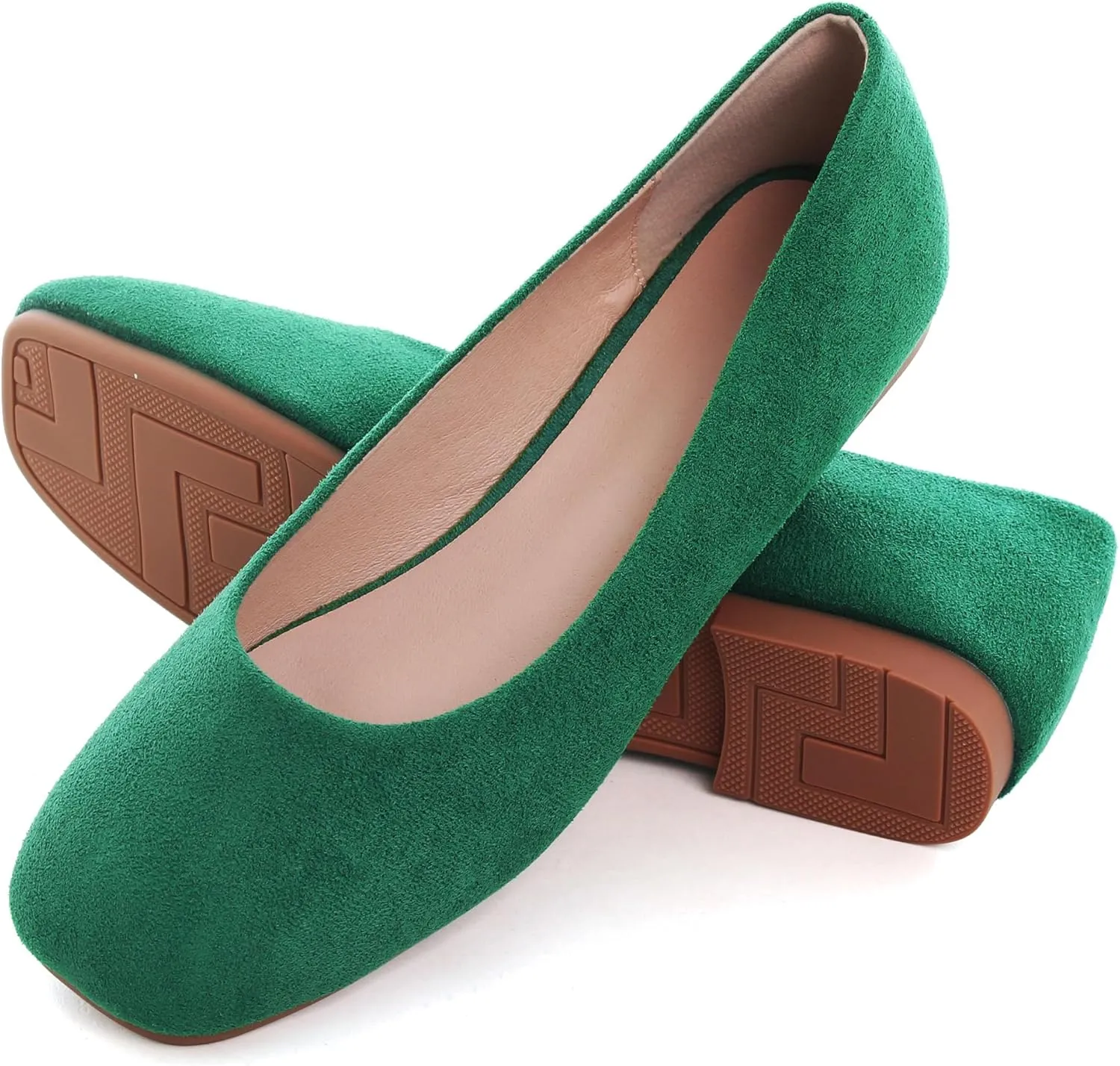 SAILING LU Flats for Women Comfortable Solid Color Soft Flats Square Toe Ballet Casual Work Shoes Dressy Slip-ons Loafers
