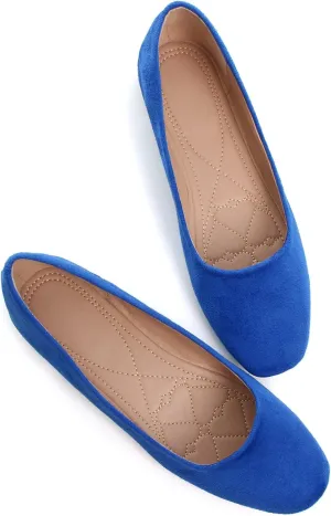 SAILING LU Women's Solid Color Round Toe Ballet Shoes Comfort Flats Shoes Dressy Slip On Walking Loafers
