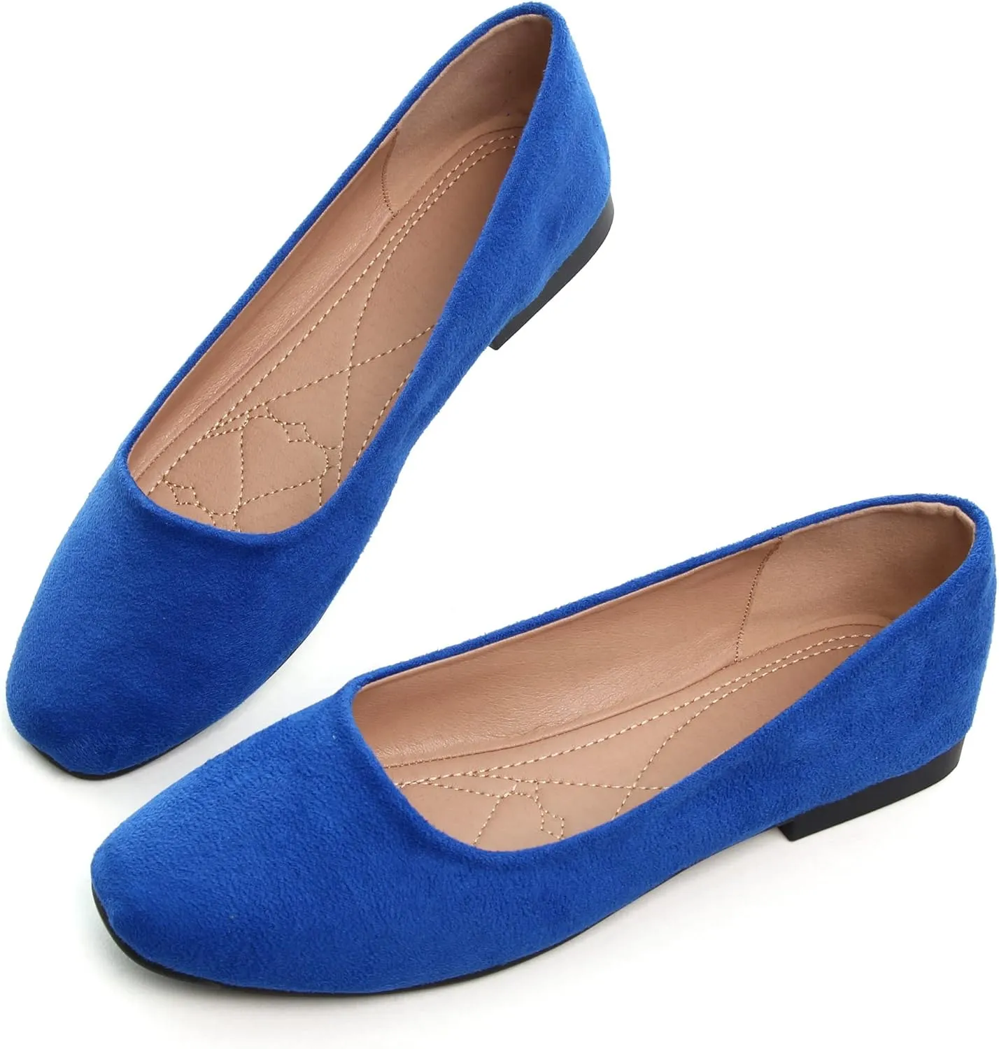 SAILING LU Women's Solid Color Round Toe Ballet Shoes Comfort Flats Shoes Dressy Slip On Walking Loafers