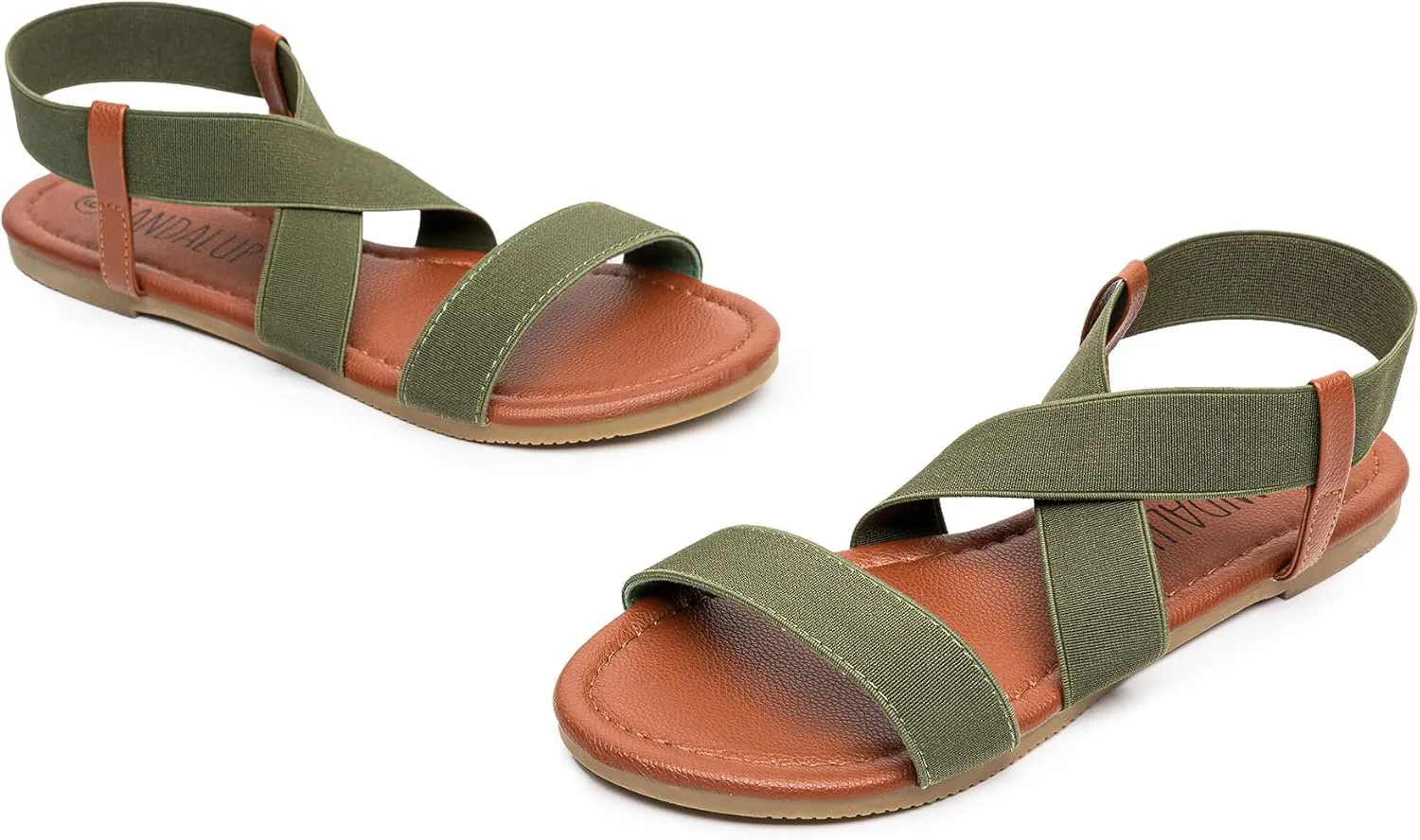 SANDALUP Elastic Ankle Strap Flat Sandals for Women