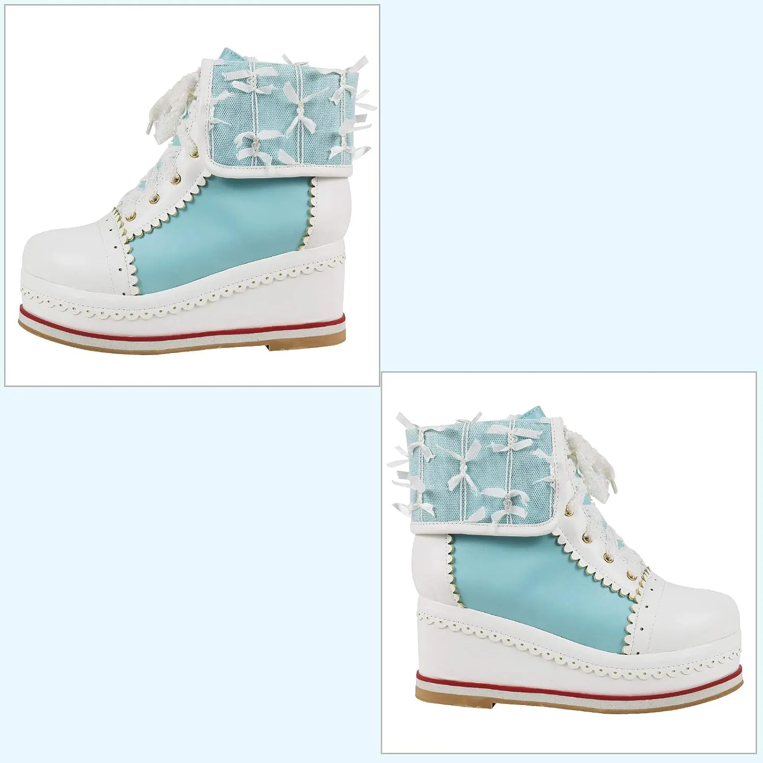 SaraIris Women's Cute Platform Boots, Lace-up Cosplay Brogue Sneakers Wedges Ankle Boots