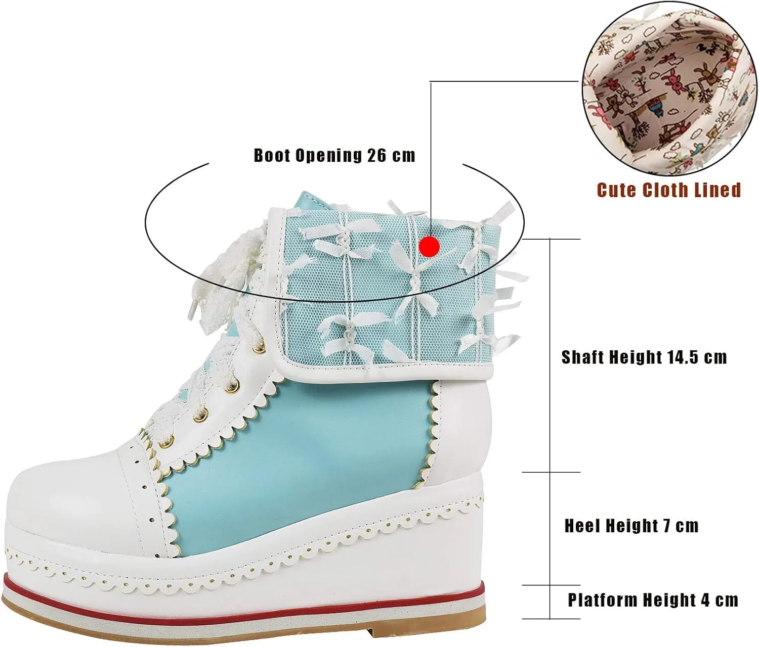 SaraIris Women's Cute Platform Boots, Lace-up Cosplay Brogue Sneakers Wedges Ankle Boots