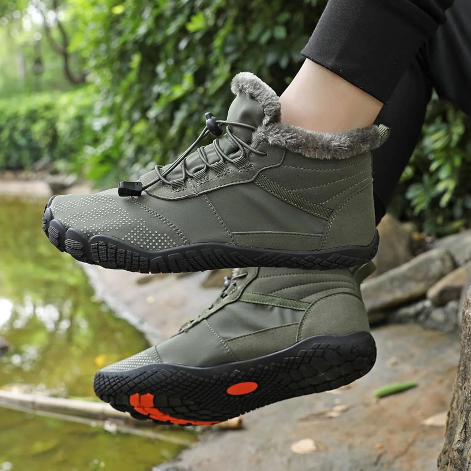 SECHRITE Mens Womens Barefoot Minimalist Shoes Winter Boots Zero Drop Sole Trail Running Sneakers Wide Toe Box