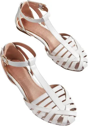SHENHE Women's Strappy Closed Toe Flat Sandals Adjustable Ankle Strap Summer Gladiator Shoes