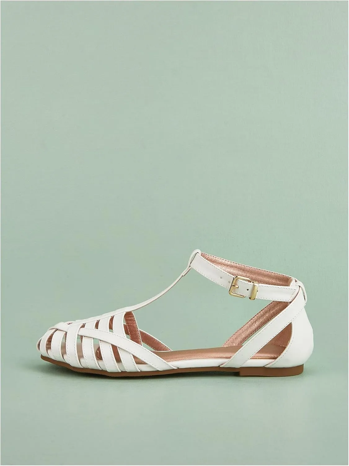 SHENHE Women's Strappy Closed Toe Flat Sandals Adjustable Ankle Strap Summer Gladiator Shoes