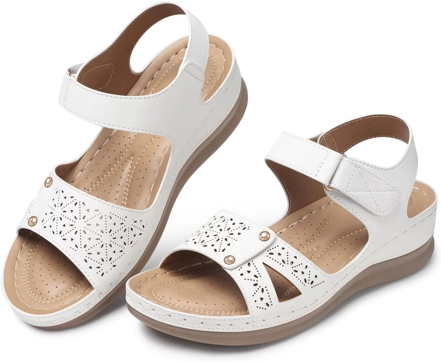 SHIBEVER Flat Sandals for Women Dressy: Comfortable Flats Sandals Women Open Toe Ankle Strap Walking Shoes Summer