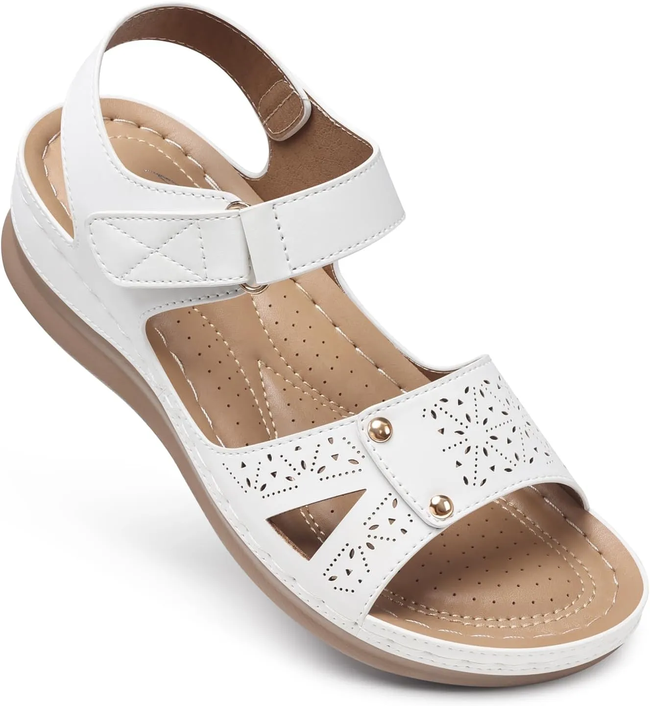 SHIBEVER Flat Sandals for Women Dressy: Comfortable Flats Sandals Women Open Toe Ankle Strap Walking Shoes Summer