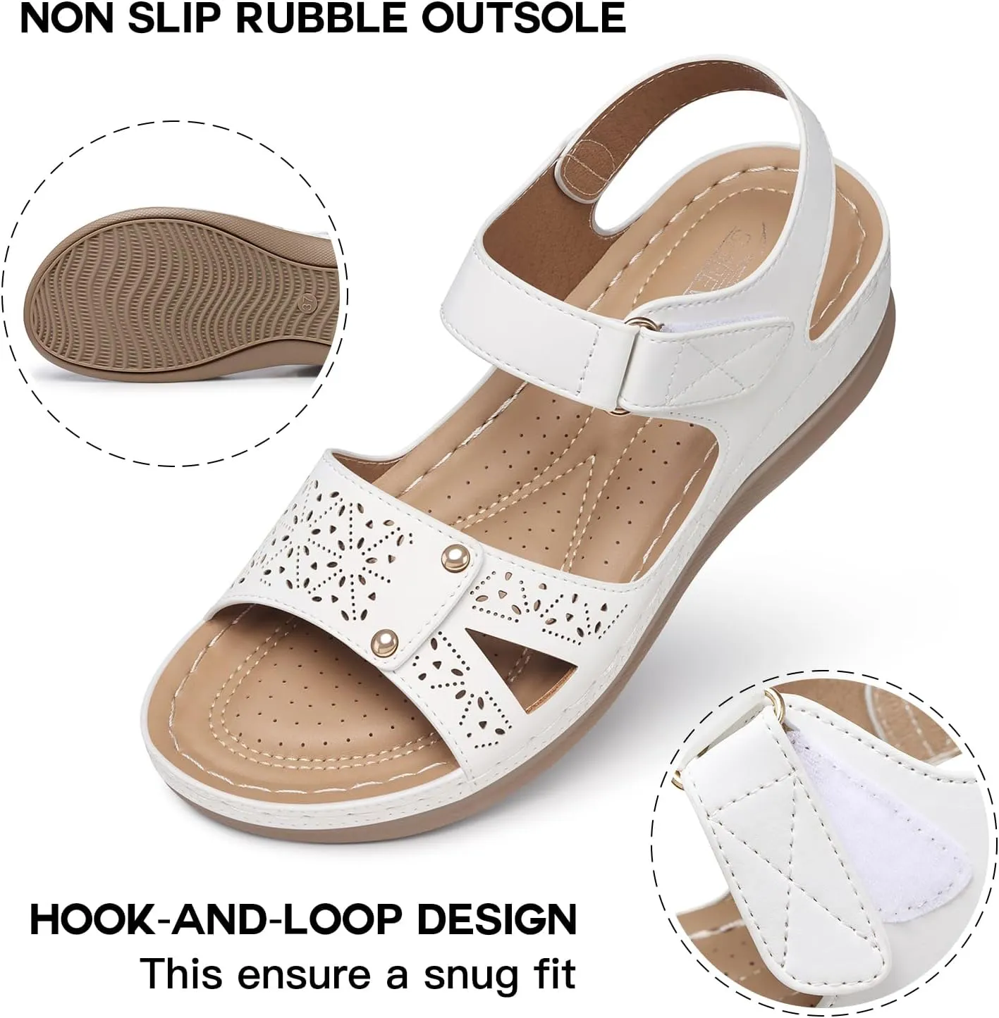 SHIBEVER Flat Sandals for Women Dressy: Comfortable Flats Sandals Women Open Toe Ankle Strap Walking Shoes Summer