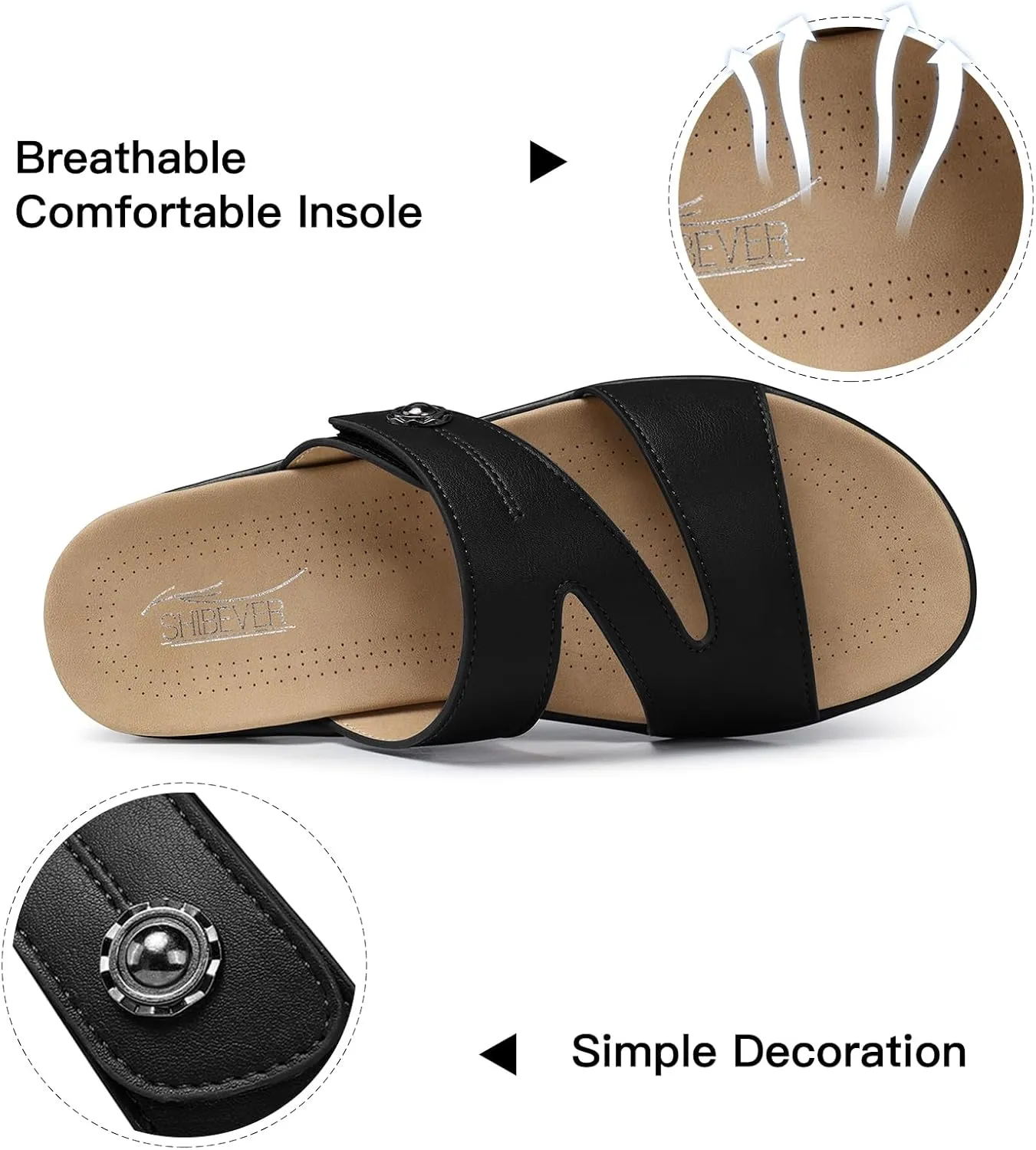SHIBEVER Flat Sandals For Women Dressy: Comfortable Summer - Slip On Arch Support Flats Sandal