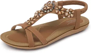 SHIBEVER Flat Sandals for Women Dressy: Summer Comfortable Ankle Strap Womens Sandal