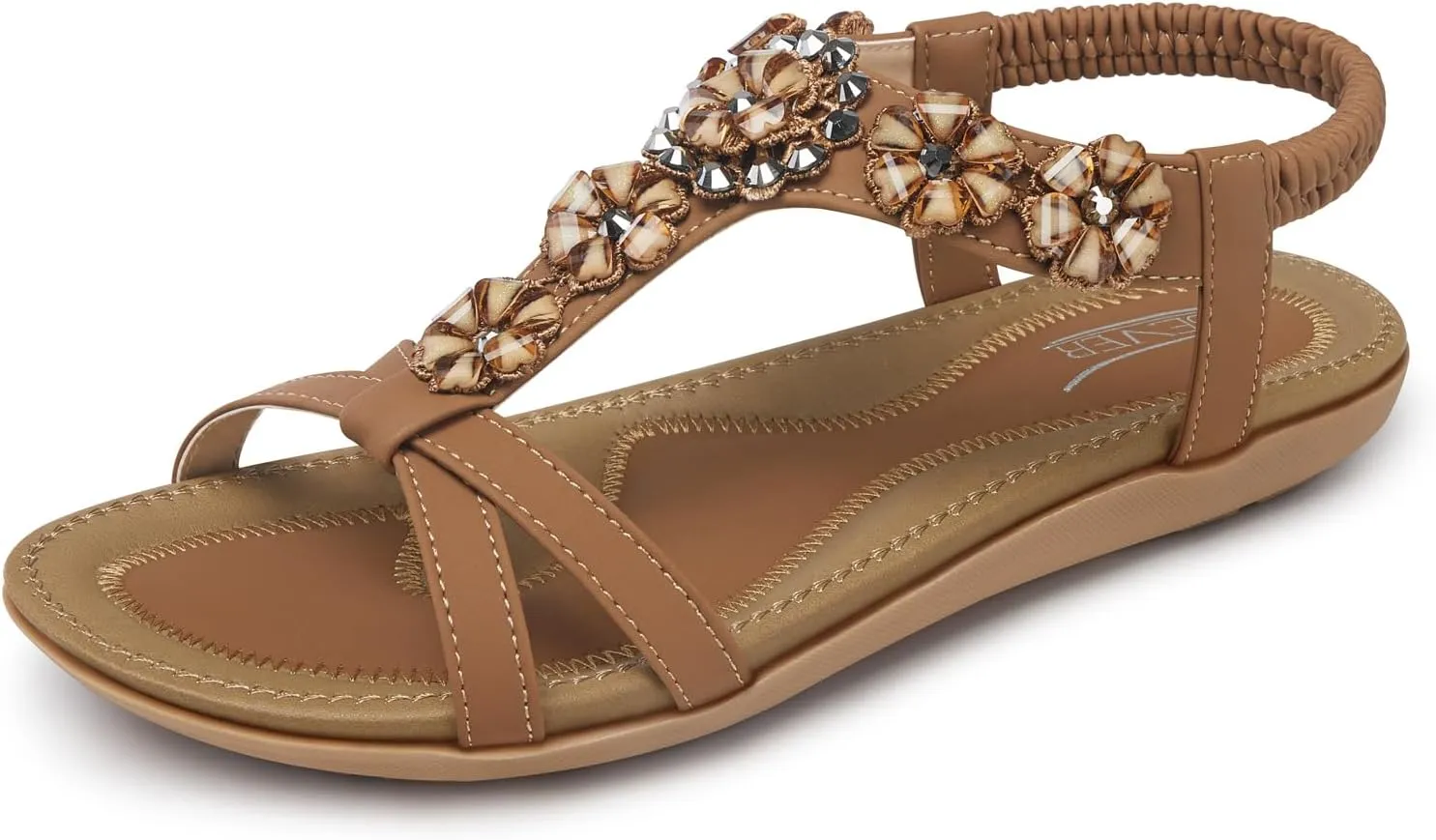 SHIBEVER Flat Sandals for Women Dressy: Summer Comfortable Ankle Strap Womens Sandal