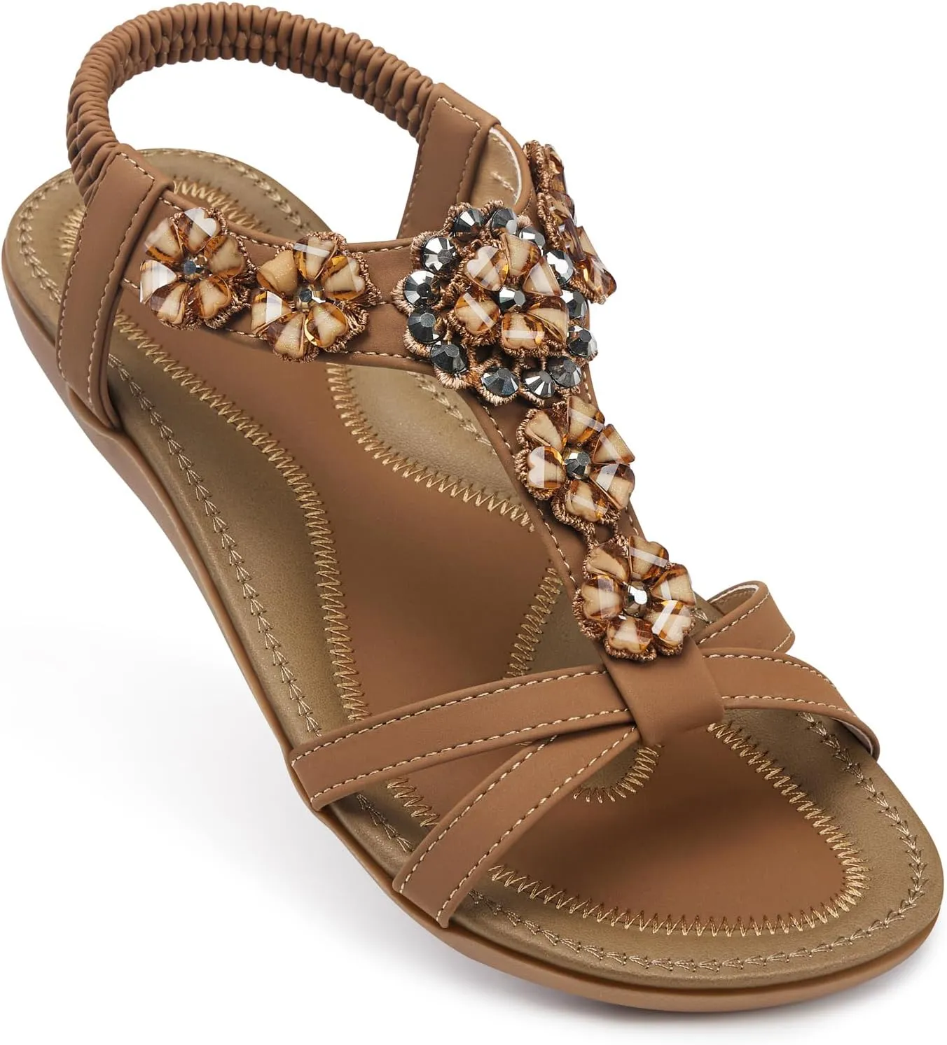 SHIBEVER Flat Sandals for Women Dressy: Summer Comfortable Ankle Strap Womens Sandal