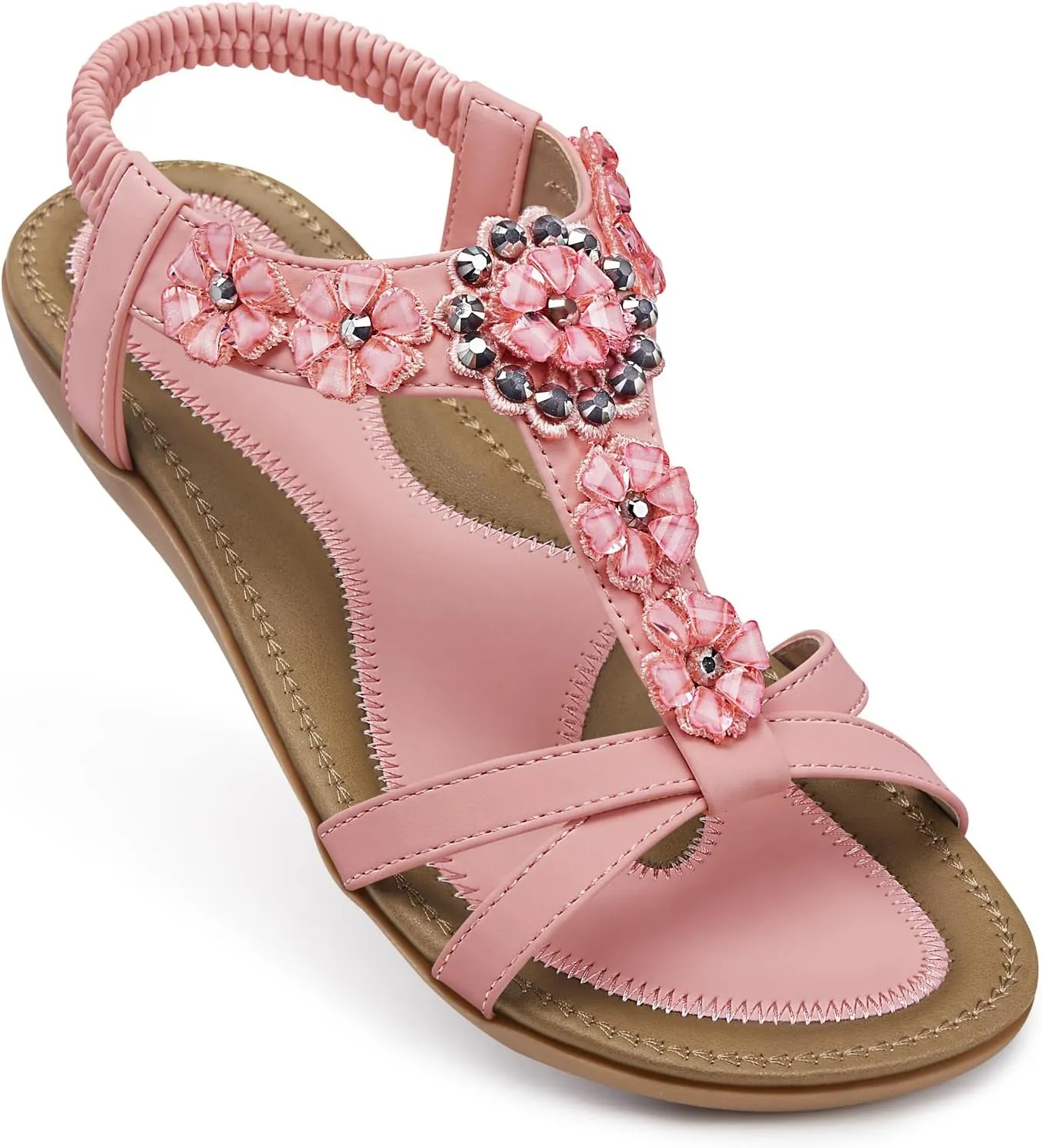 SHIBEVER Flat Sandals for Women Dressy: Summer Comfortable Ankle Strap Womens Sandal
