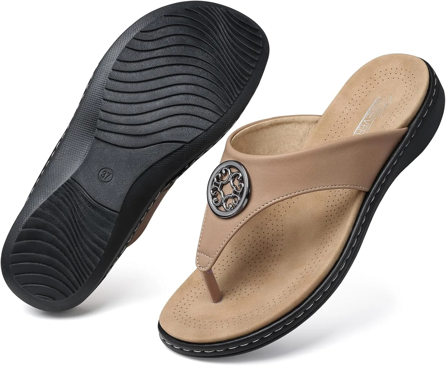 SHIBEVER Womens Flat Thong Sandals: Comfortable Walking Summer Casual Flip Flops for Women