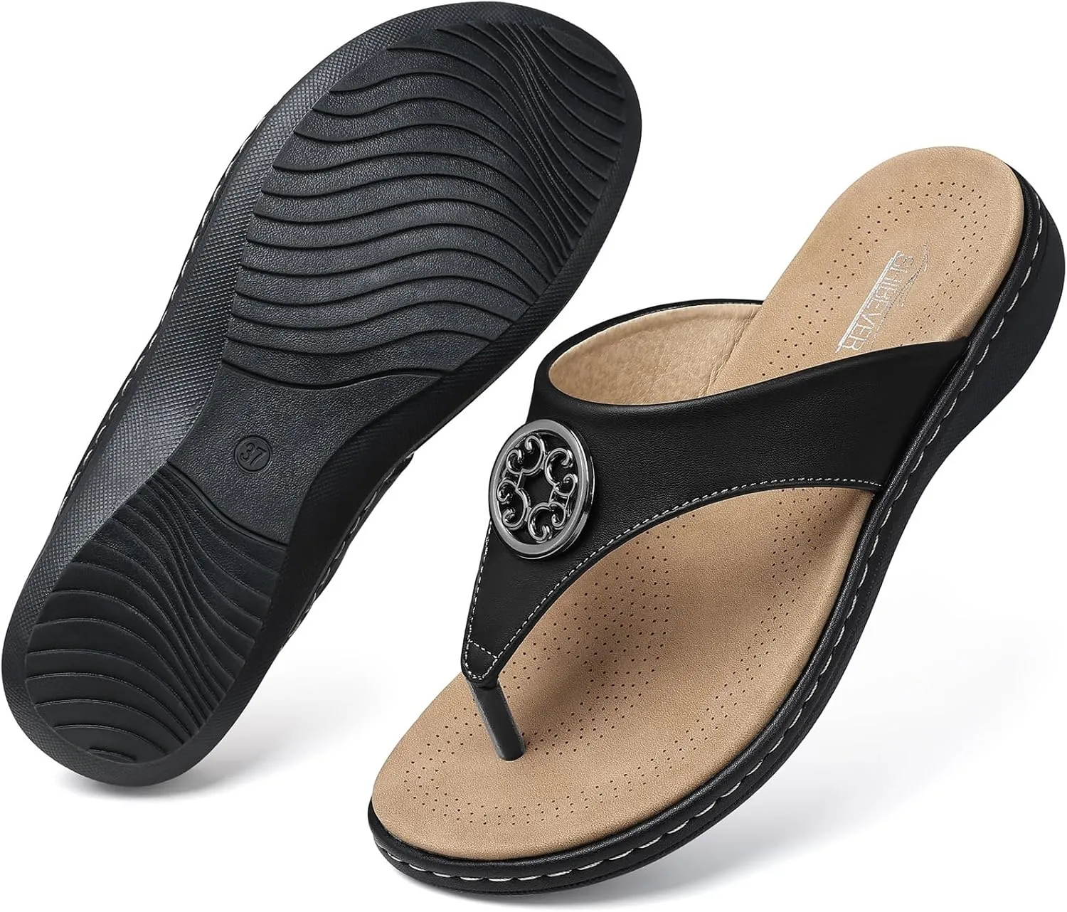 SHIBEVER Womens Flat Thong Sandals: Comfortable Walking Summer Casual Flip Flops for Women