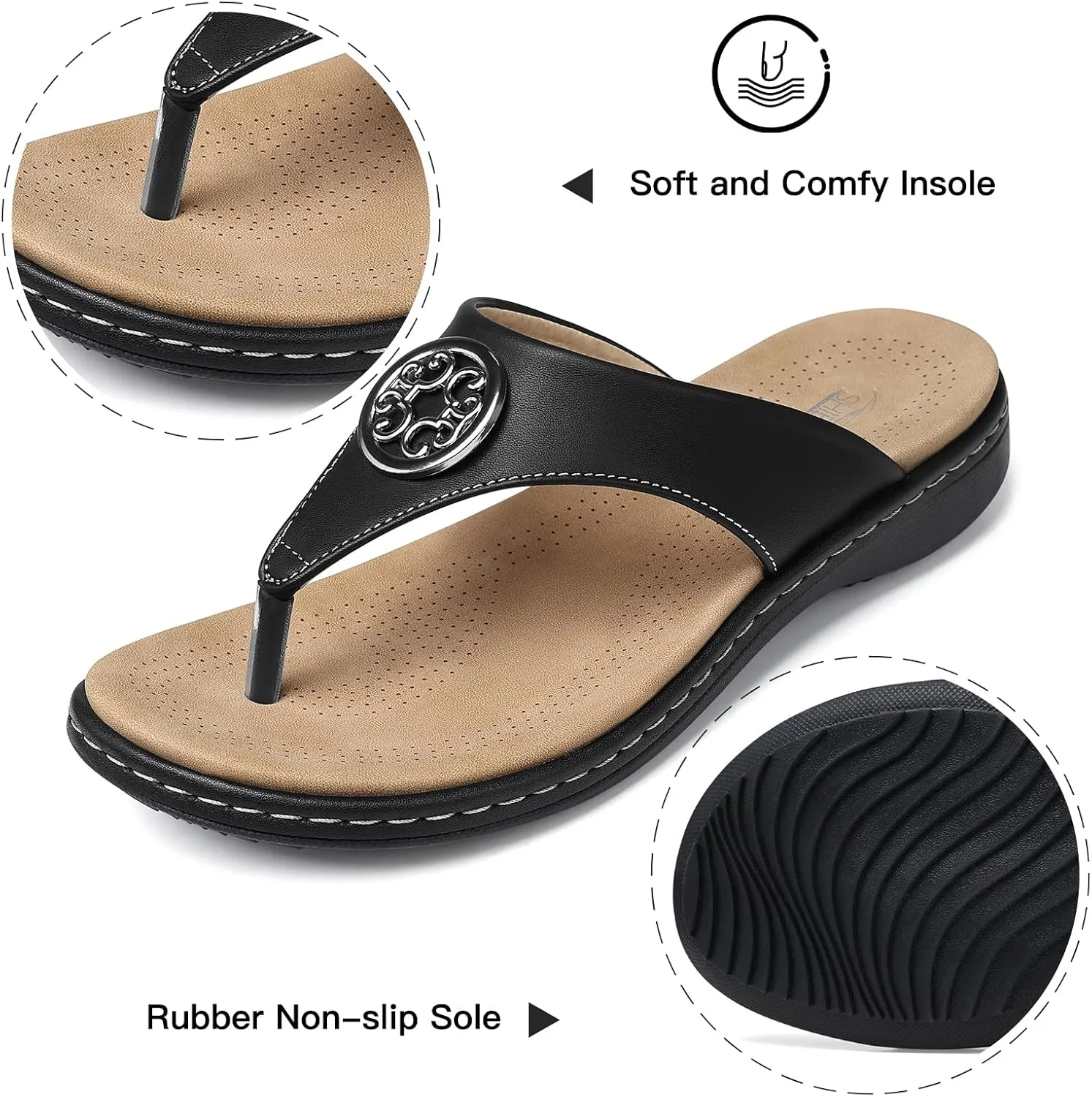 SHIBEVER Womens Flat Thong Sandals: Comfortable Walking Summer Casual Flip Flops for Women