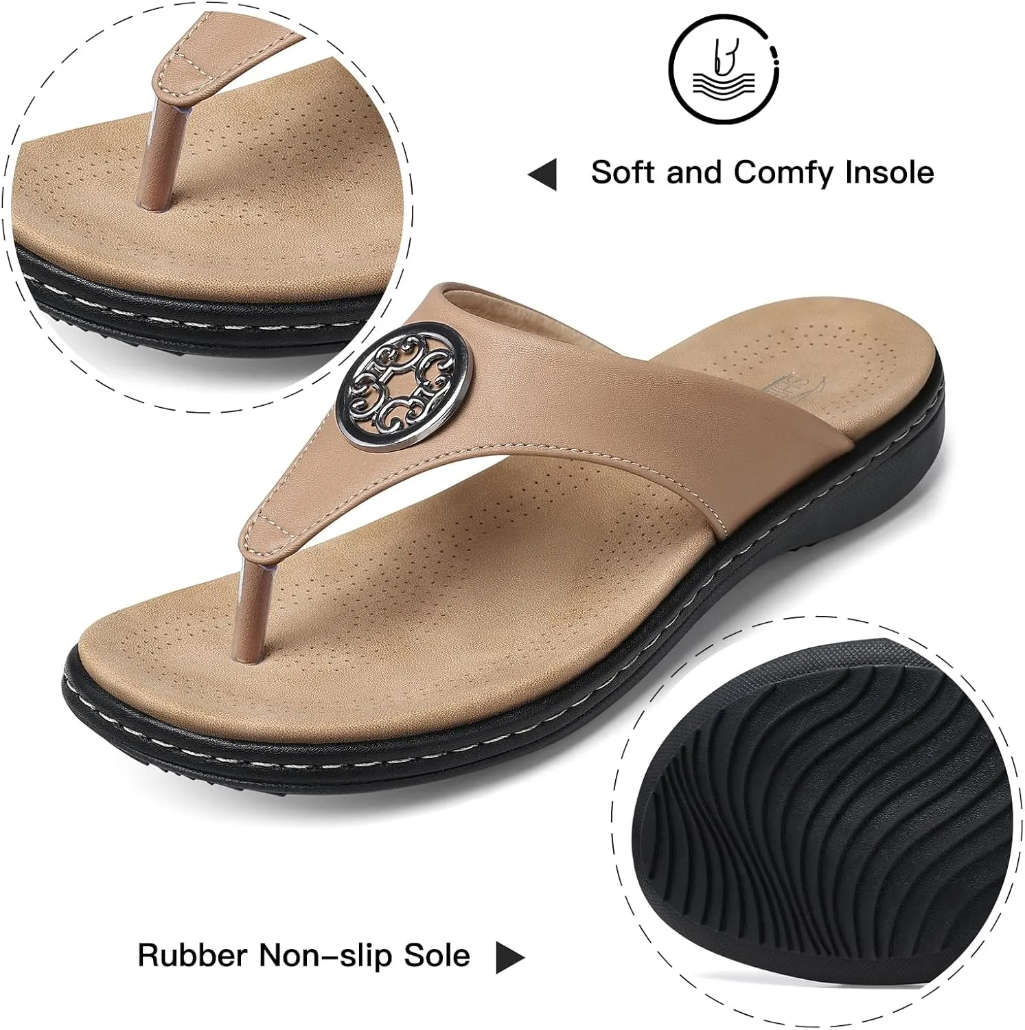 SHIBEVER Womens Flat Thong Sandals: Comfortable Walking Summer Casual Flip Flops for Women