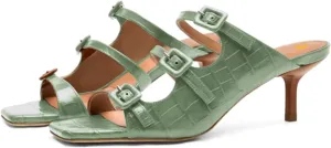 SHODENSE Women Kitten Heels Mules Square Open Toe Sandals Suede 2 Inch Mid Heels Slippers Buckle Strappy Patent Crocodile Mule Clogs Peep Toe Slip-Ons Comfortable Slides Shoes Dressy Fashion 4-11 M US