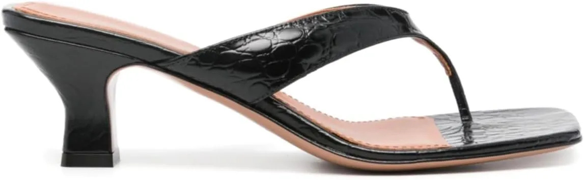 SHODENSE Women Rhinestone Flip Flops Mules Sandals Suede Chunky Kitten Heel Square Toe Thong Sandals Slip On T-Strap Glitter Sandal Shoes 2" Heels Slide Slipper Summer Beach Dressy Comfort 4-11 M US