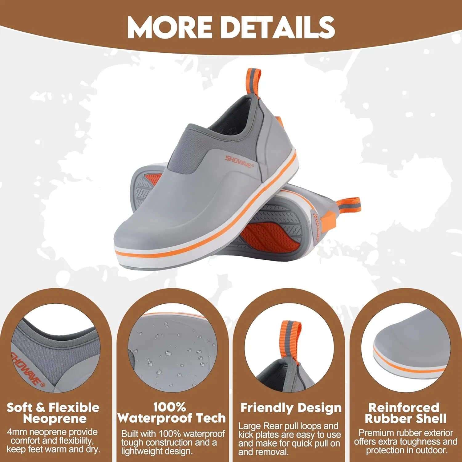 Showave Women's Deck Shoes Waterproof Rain Shoes Breathable Non-slip Rubber Rain Boots Low Cut Design for Outdoor Fishing Gardening Walking