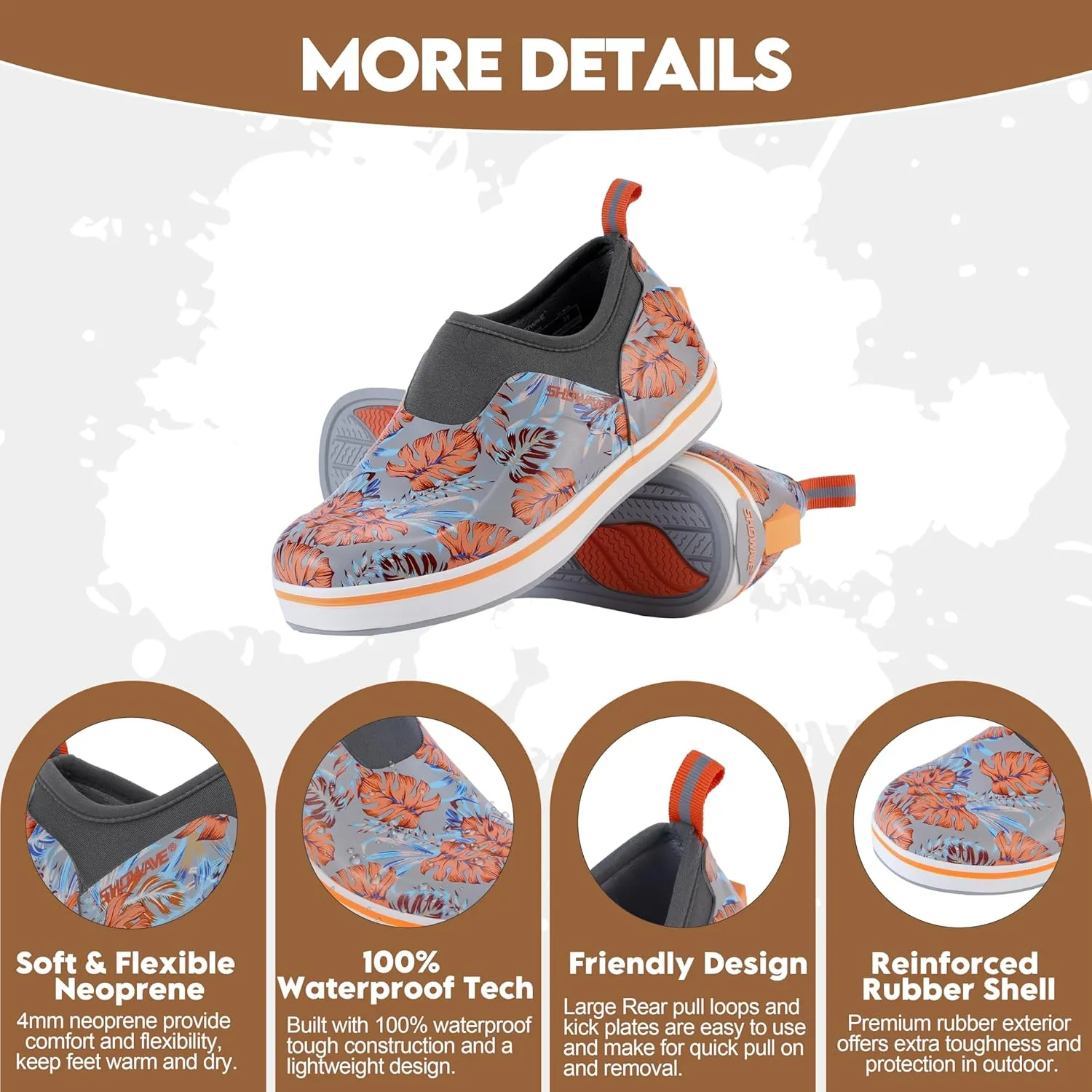 Showave Women's Deck Shoes Waterproof Rain Shoes Breathable Non-slip Rubber Rain Boots Low Cut Design for Outdoor Fishing Gardening Walking