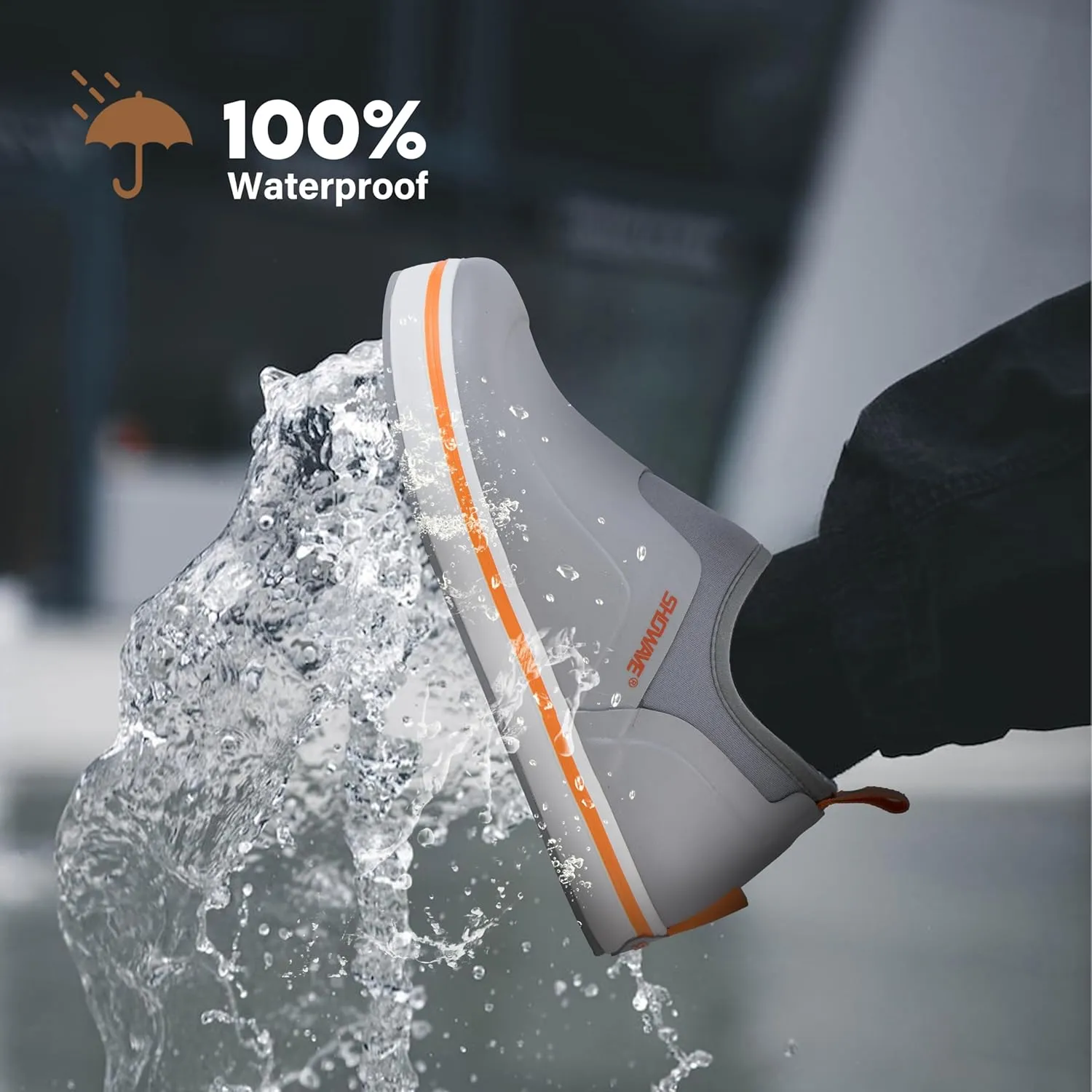 Showave Women's Deck Shoes Waterproof Rain Shoes Breathable Non-slip Rubber Rain Boots Low Cut Design for Outdoor Fishing Gardening Walking