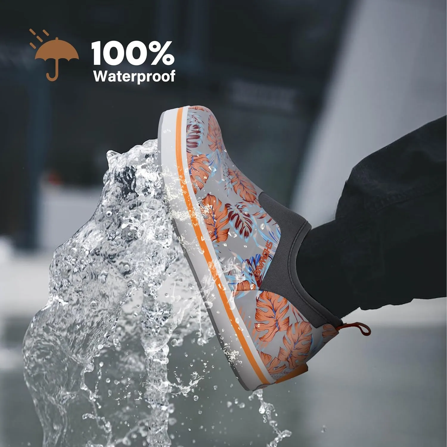 Showave Women's Deck Shoes Waterproof Rain Shoes Breathable Non-slip Rubber Rain Boots Low Cut Design for Outdoor Fishing Gardening Walking