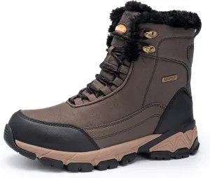 SHULOOK Men's Snow Boots Waterproof Warm Fur Lined Winter Hiking Boot Non-slip Outdoor Ankle High-top Shoes Work Hiker Trekking Trail