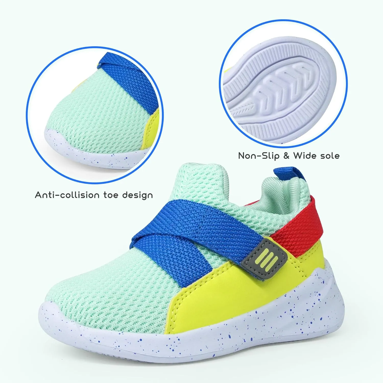 SKYWHEEL Toddler Boys Girls Tennis Shoes Kids Slip On Barefoot Shoes Wide Casual Walking Running Sneakers for Little Kids