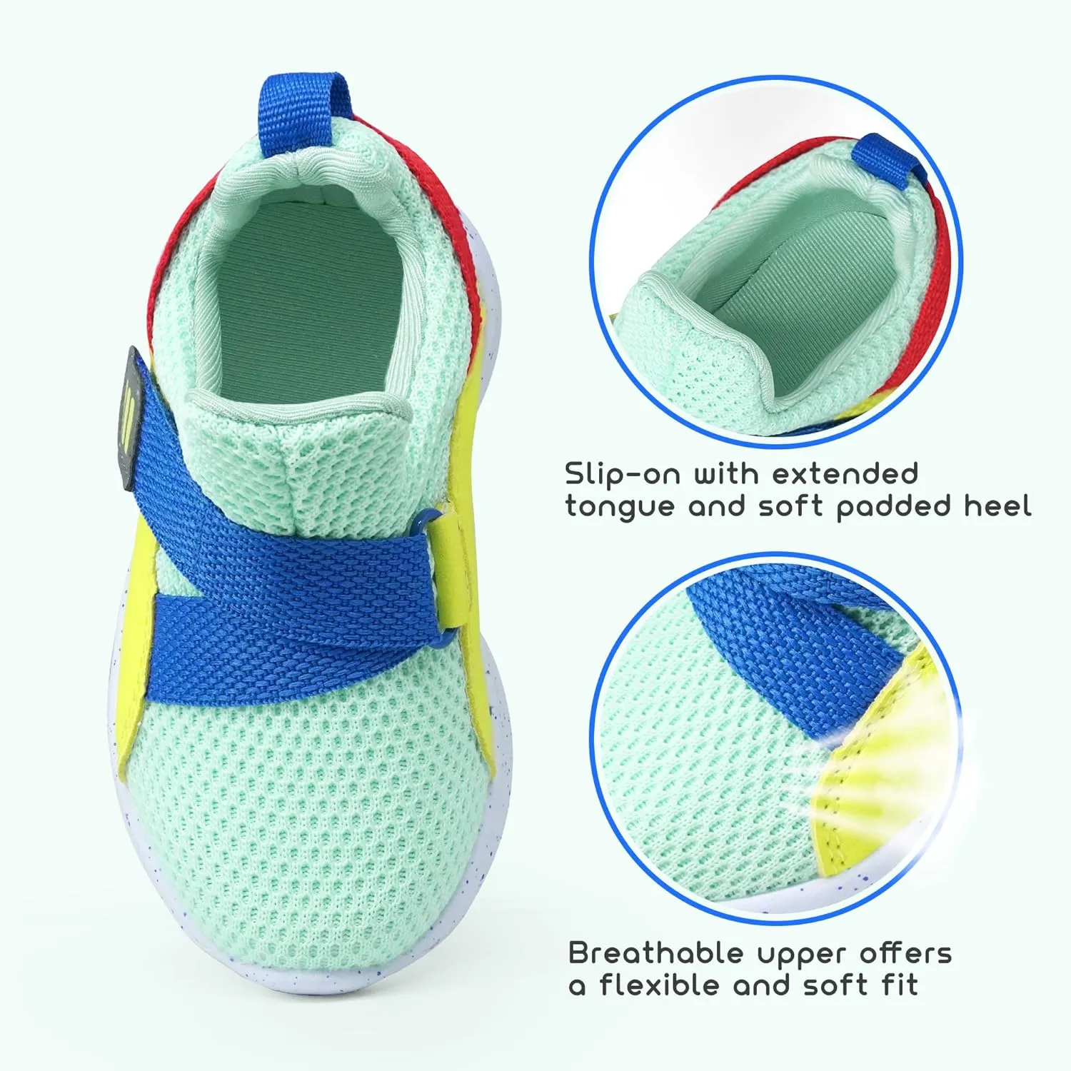 SKYWHEEL Toddler Boys Girls Tennis Shoes Kids Slip On Barefoot Shoes Wide Casual Walking Running Sneakers for Little Kids