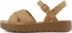 Soda CHESTER ~ Women Flat Sandals Flatform Ankle Buckle Criss Cross Band Straps Sandals Shoes
