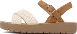 Soda CHESTER ~ Women Flat Sandals Flatform Ankle Buckle Criss Cross Band Straps Sandals Shoes
