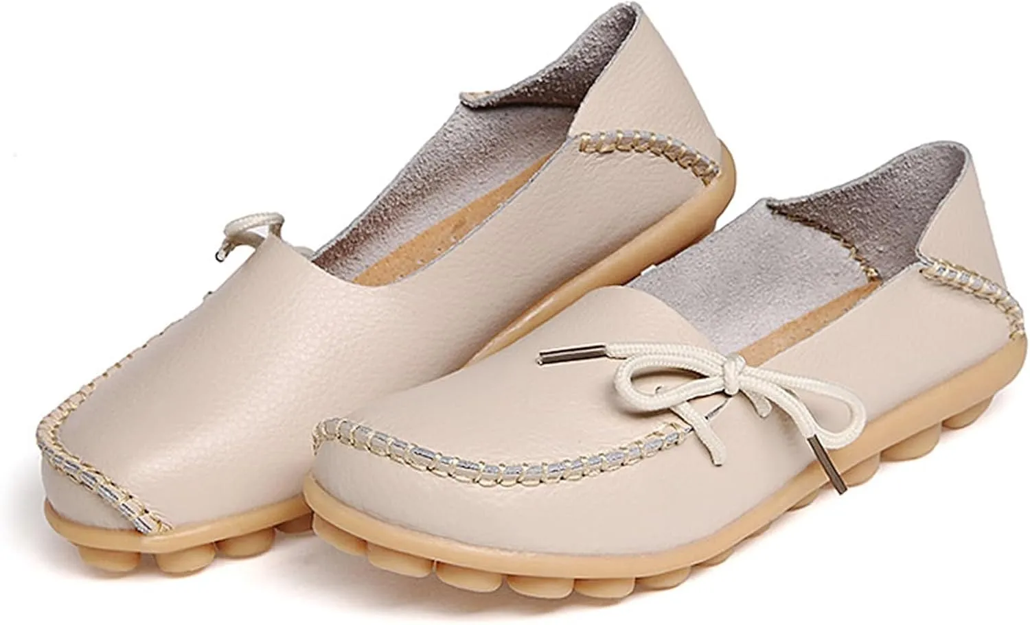Solaud Women's Driving Moccasins Loafers Casual Round Toe Soft Comfortable Leather Loafers Breathable Slip On Walking Shoes