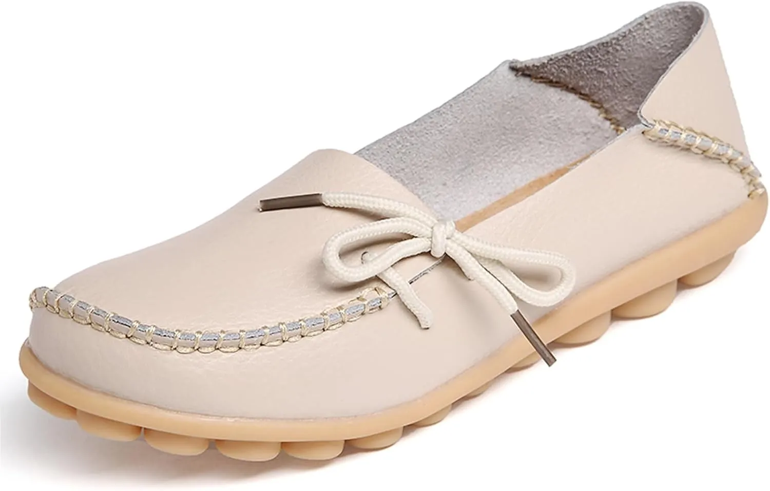 Solaud Women's Driving Moccasins Loafers Casual Round Toe Soft Comfortable Leather Loafers Breathable Slip On Walking Shoes