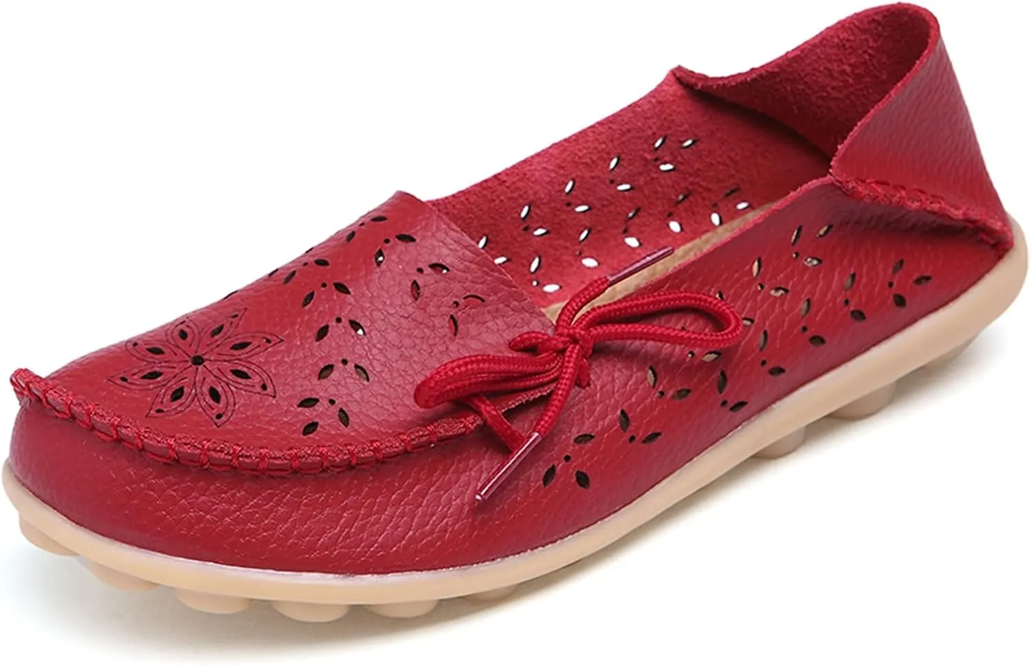 Solaud Women's Driving Moccasins Loafers Casual Round Toe Soft Comfortable Leather Loafers Breathable Slip On Walking Shoes