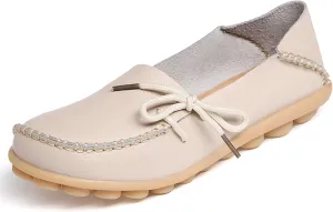 Solaud Women's Driving Moccasins Loafers Casual Round Toe Soft Comfortable Leather Loafers Breathable Slip On Walking Shoes