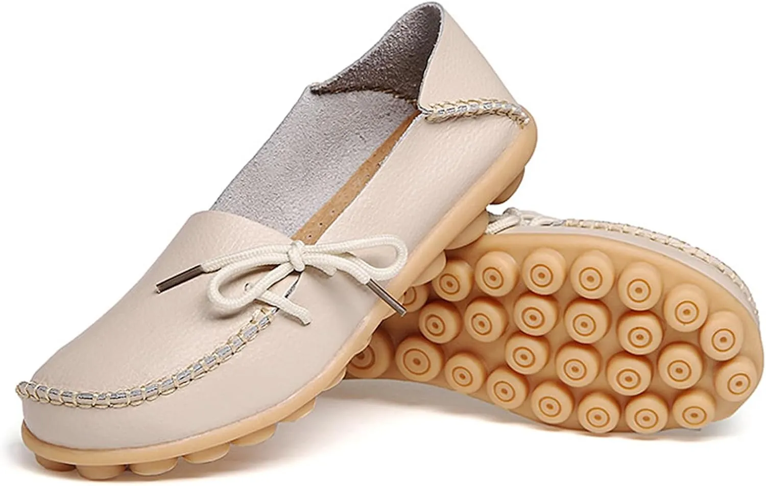 Solaud Women's Driving Moccasins Loafers Casual Round Toe Soft Comfortable Leather Loafers Breathable Slip On Walking Shoes