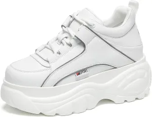 somiliss Chunky Platform Sneakers Shoes for Women Microfiber Leather Lace Up Casual White Black Walking Shoes Women Fashion Sneakers