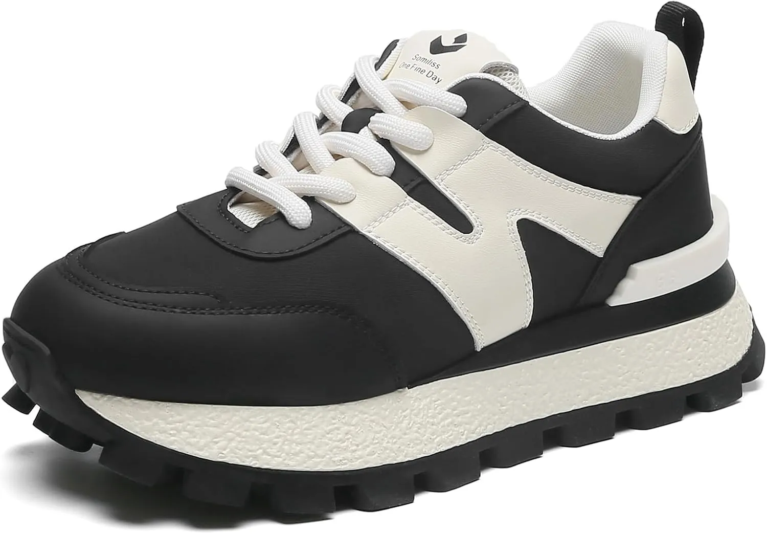 somiliss Sneakers for Women Genuine Leather Breathable Upper Patchwork Casual Non-Slip Walking Shoes Comfortable Tennis Running Shoes Womens Fashion Sneakers