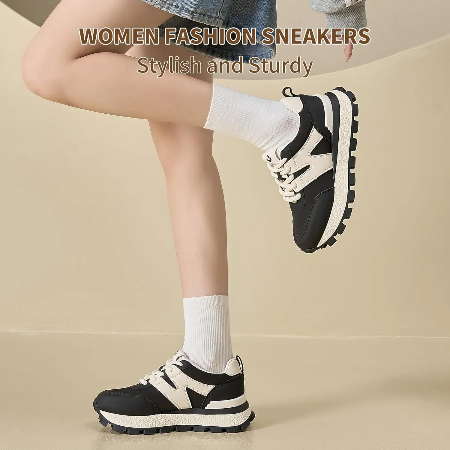 somiliss Sneakers for Women Genuine Leather Breathable Upper Patchwork Casual Non-Slip Walking Shoes Comfortable Tennis Running Shoes Womens Fashion Sneakers