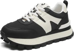 somiliss Sneakers for Women Genuine Leather Breathable Upper Patchwork Casual Non-Slip Walking Shoes Comfortable Tennis Running Shoes Womens Fashion Sneakers