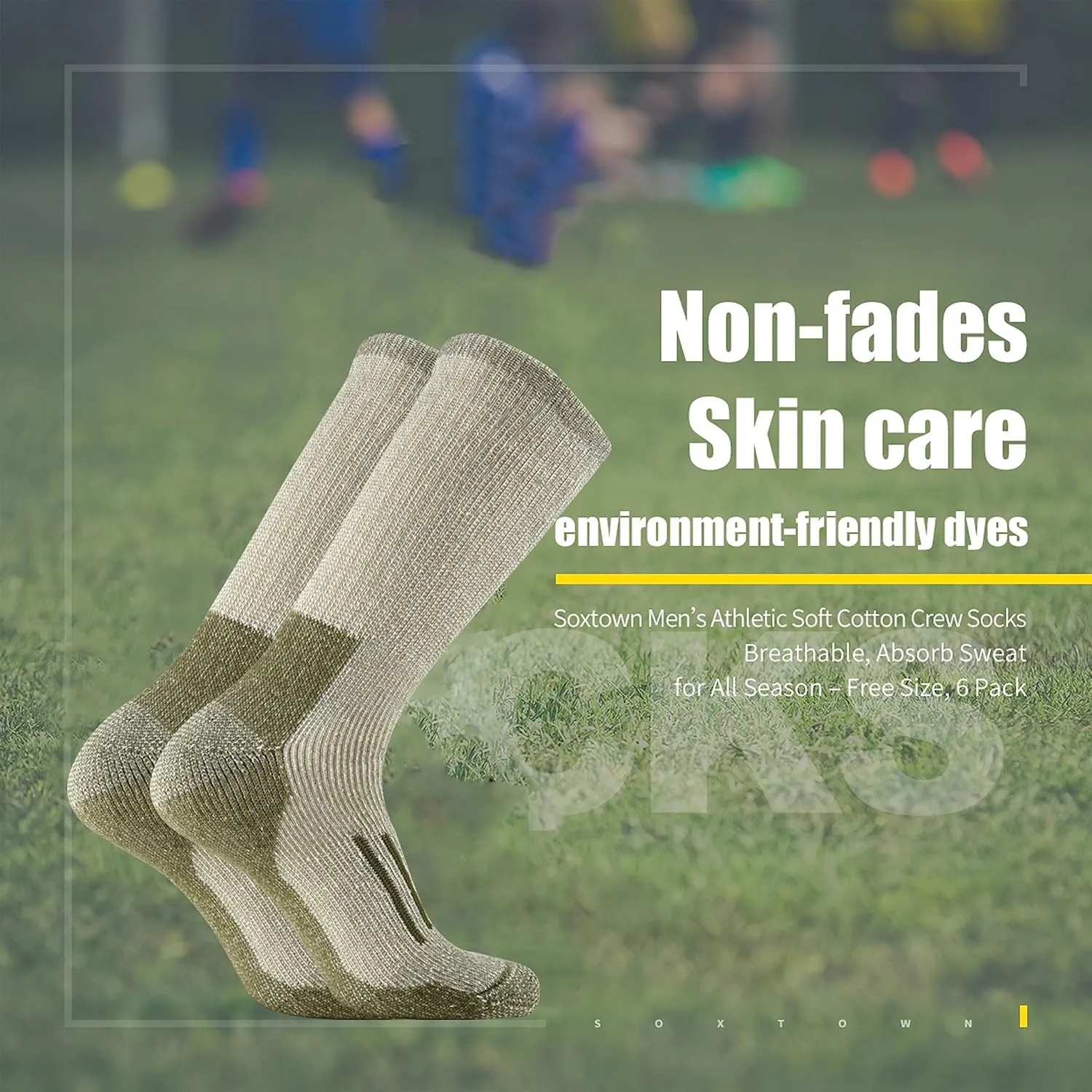 SOX TOWN Men's Merino Wool Cushion Crew Socks Moisture Wicking Control for Outdoor Hiking Work Boot Thermal Warm All Seasons