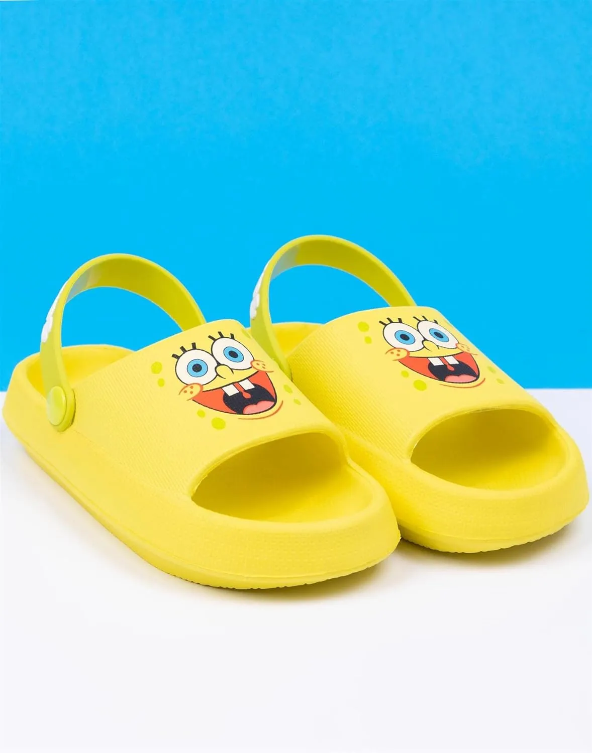 SpongeBob SquarePants Kids Sandals | Boys & Girls Sliders with Supportive Strap for Toddlers | Slip-on Summer Play Footwear